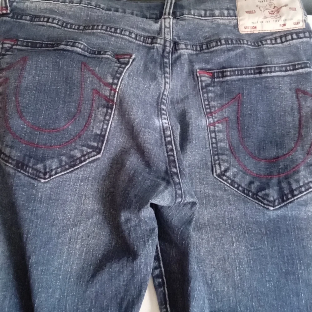 True Religion Ricky Relaxed Straight Denim Jeans‎ Men Blue Button Fly Size